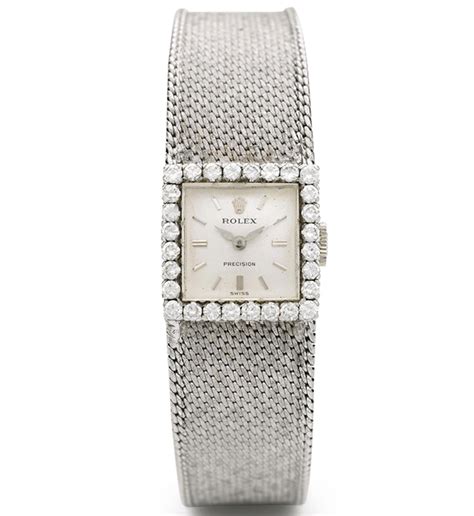 rolex white gold and diamond-set square bracelet watch|rolex bracelet chart.